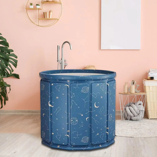 Foldable Bathtub Easy to Use with Drain Hole Bathing Bucket Practical Freestanding for Traveling Bathroom Home Adults Children