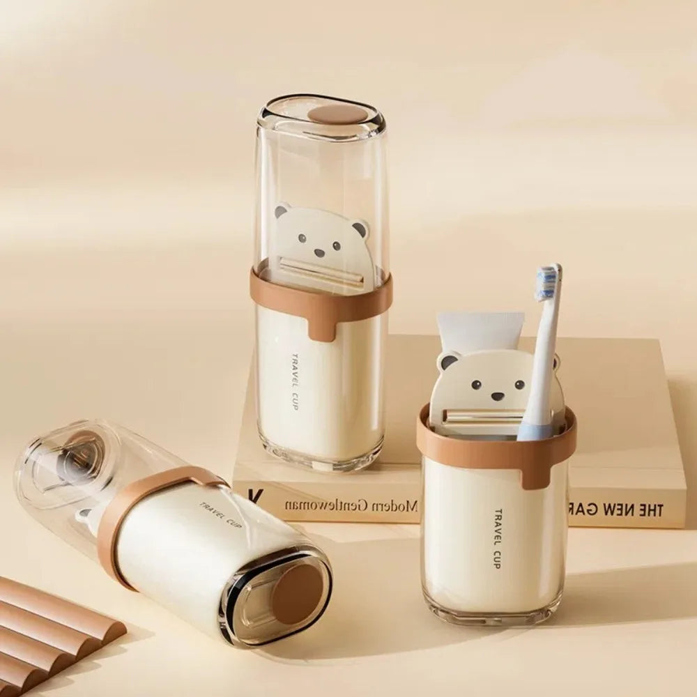Cartoon Portable Toothbrush Cup Eco-Friendly Plastic Travel Brush Cup High-capacity Non-Slip Kids Gargle Cup Daily Household Use